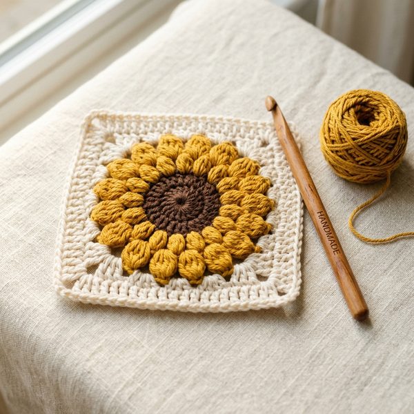 Handmade Classic Sunflower Granny Square