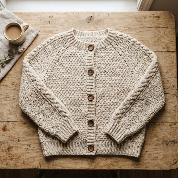 Handmade Cozy Raglan Crochet Cardigan Sweater