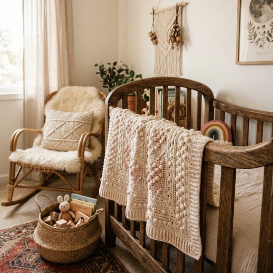 Handmade Heirloom Bobble Crochet Baby Blanket